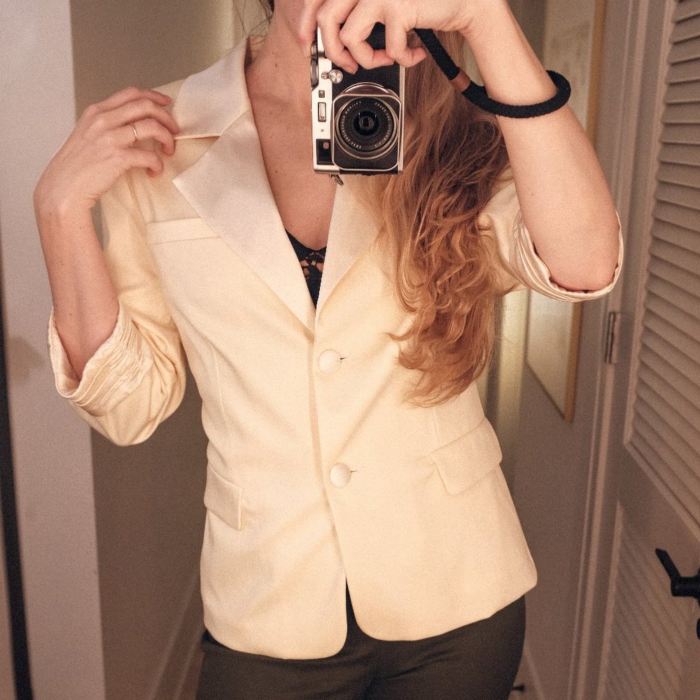 Alice & Olivia Cream Silk Blazer